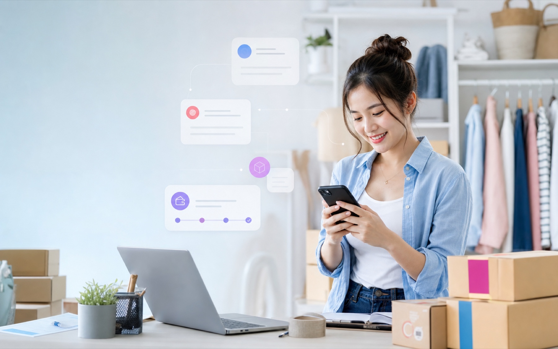 Chủ shop quản lý hội thoại và đơn hàng mạng xã hội cùng SellWonder